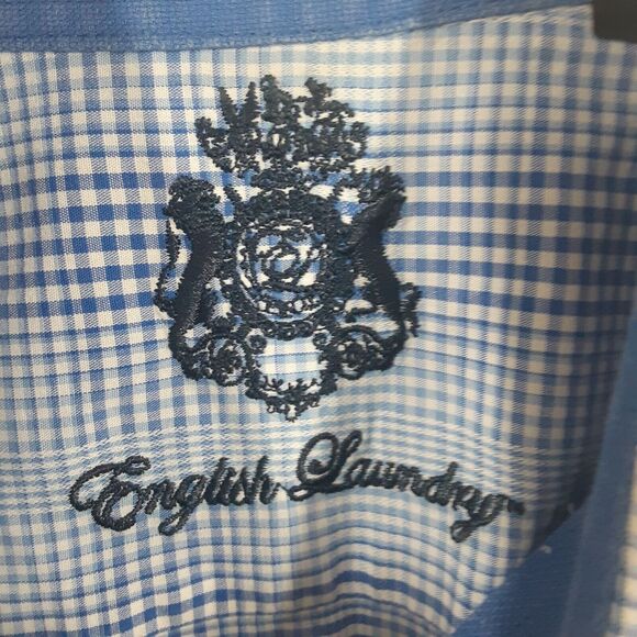 English Laundry Adult Men's XL Blue Plaid Check Long Sleeve Button Up Shirt - Picture 7 of 13